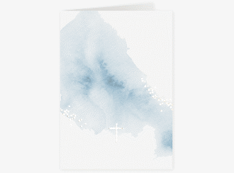 Klick: Details zu Konfirmationseinladung "Sacrament" anzeigen Konfirmationseinladung Sacrament A6 Klappkarte hoch blau in elegantem Aquarell-Look