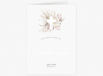 Klick: Details zu Konfirmationseinladung "Boho Cross" anzeigen Konfirmationseinladung Boho Cross A6 Klappkarte hoch rosa