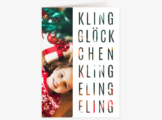 Weihnachtskarte Klingeling A6 Klappkarte hoch mint