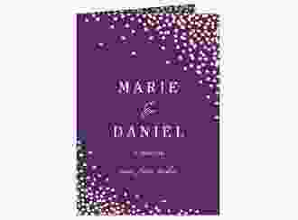 Einladungskarte Hochzeit Glitter A6 Klappkarte hoch lila