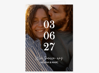 Klick: Details zu Einladung Hochzeit "You and Me" anzeigen Einladung Hochzeit You and Me A6 Klappkarte hoch bunt