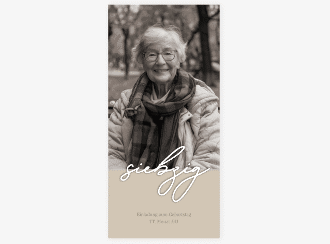 Einladung 70. Geburtstag Lebensalter lange Karte hoch gold