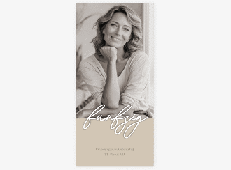 Einladung 50. Geburtstag Lebensalter lange Karte hoch gold