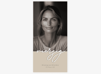 Einladung 40. Geburtstag Lebensalter lange Karte hoch gold