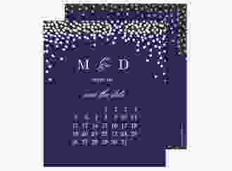 Save the Date-Kalenderblatt Glitter Kalenderblatt-Karte blau