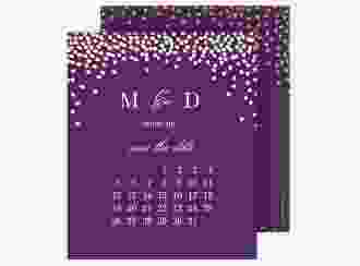 Save the Date-Kalenderblatt Glitter Kalenderblatt-Karte lila