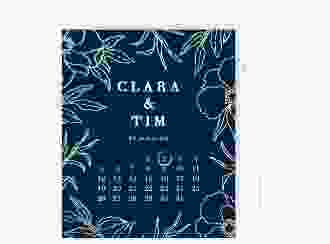 Save the Date-Kalenderblatt Contour Kalenderblatt-Karte blau