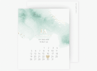 Save the Date-Kalenderblatt Pastell Kalenderblatt-Karte mint