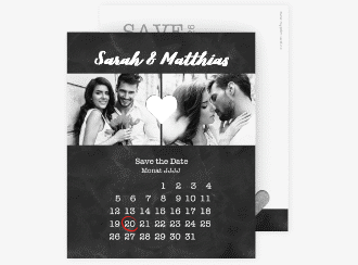 Klick: Details zu Save the Date-Kalenderblatt "Sparkly" anzeigen Save the Date-Kalenderblatt Sparkly Kalenderblatt-Karte grau