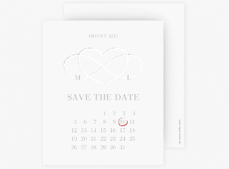 Klick: Details zu Save the Date-Kalenderblatt "Infinity" anzeigen Save the Date-Kalenderblatt Infinity Kalenderblatt-Karte grau