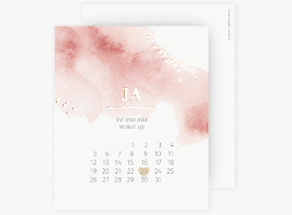 Save the Date-Kalenderblatt Pastell Kalenderblatt-Karte rosa