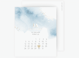 Save the Date-Kalenderblatt Pastell Kalenderblatt-Karte blau
