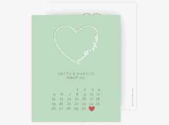 Klick: Details zu Save the Date-Kalenderblatt "Lebenstraum" anzeigen Save the Date-Kalenderblatt Lebenstraum Kalenderblatt-Karte mint