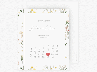 Klick: Details zu Save the Date-Kalenderblatt "Blumenwiese" anzeigen Save the Date-Kalenderblatt Blumenwiese Kalenderblatt-Karte bunt