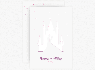 Klick: Details zu Save the Date-Karte "Castle" anzeigen Save the Date-Karte Castle A6 Karte hoch pink