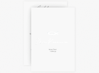 Einladung Kommunion Simple Ichthys A6 Karte hoch blau