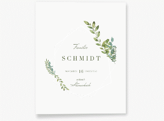 Stammbuch A4 Herbarium Stammbuch A4 grau mit geometrischem Rahmen und Blätter-Dekor