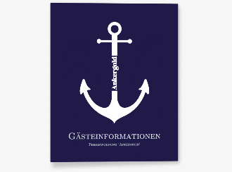 Gästemappe Ferienwohnung A4 Ankergold Gästemappe A4 blau mit großem Anker-Motiv