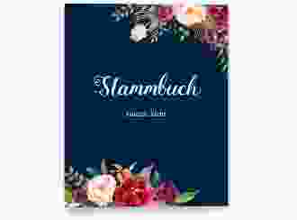 Stammbuch A4 Flowers Stammbuch A4 blau mit bunten Aquarell-Blumen