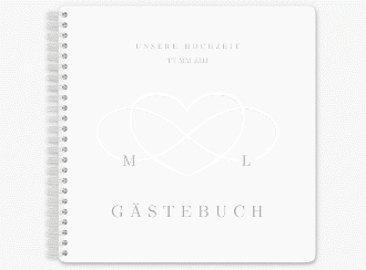 Klick: Details zu Gästebuch Hochzeit "Infinity" anzeigen Gästebuch Hochzeit Infinity Ringbindung grau