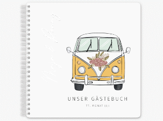 Gästebuch Hochzeit Hochzeitsbulli Ringbindung gelb