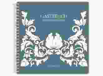 Gästebuch Hochzeit Royal Ringbindung blau mit barockem Blumen-Ornament