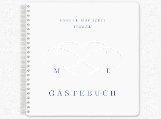 Klick: Details zu Gästebuch Hochzeit "Infinity" anzeigen Gästebuch Hochzeit Infinity Ringbindung blau