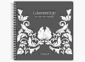 Gästebuch Hochzeit Royal Ringbindung lila mit barockem Blumen-Ornament