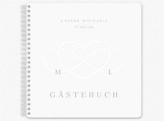 Klick: Details zu Gästebuch Hochzeit "Infinity" anzeigen Gästebuch Hochzeit Infinity Ringbindung grau