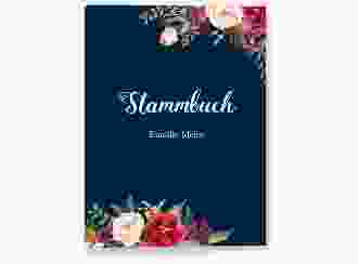 Stammbuch A5 Flowers Stammbuch A5 blau mit bunten Aquarell-Blumen