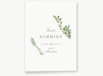 Stammbuch A5 Herbarium Stammbuch A5 grau mit geometrischem Rahmen und Blätter-Dekor