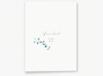 Stammbuch A5 Greenheart Stammbuch A5 grau mit elegantem Herz und Eukalyptus-Zweig