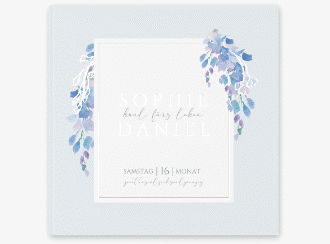 Gästebuch Creation Hochzeit Blauregen 20 x 20 cm, Hardcover blau mit Wisteria-Blüten