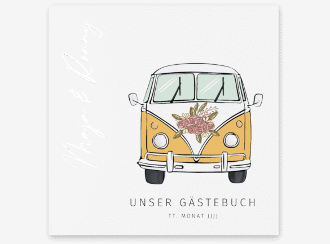 Gästebuch Creation Hochzeitsbulli 20 x 20 cm, Hardcover gelb