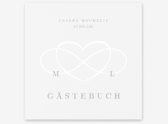 Klick: Details zu Gästebuch Creation Hochzeit "Infinity" anzeigen Gästebuch Creation Hochzeit Infinity 20 x 20 cm, Hardcover grau