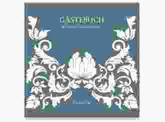 Gästebuch Creation Hochzeit Royal 20 x 20 cm, Hardcover blau mit barockem Blumen-Ornament