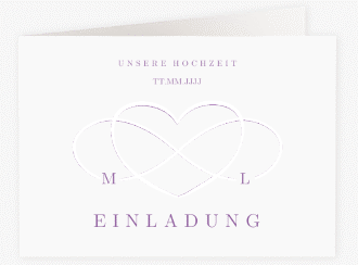 Klick: Details zu Hochzeitseinladung "Infinity" anzeigen Hochzeitseinladung Infinity A6 Klappkarte quer lila