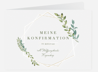 Konfirmationseinladung Unction A6 Klappkarte quer gold