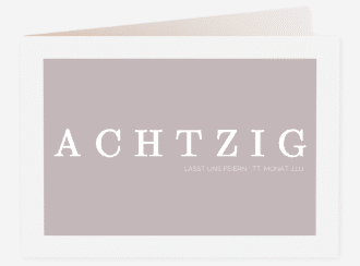 Einladung 80. Geburtstag Schlicht A6 Klappkarte quer grau