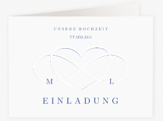 Klick: Details zu Hochzeitseinladung "Infinity" anzeigen Hochzeitseinladung Infinity A6 Klappkarte quer blau