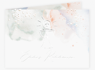 Kommunionseinladung Buntheit A6 Klappkarte quer bunt