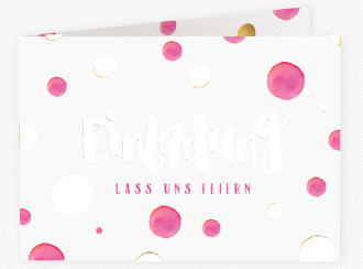Einladung 50. Geburtstag Dots A6 Klappkarte quer pink