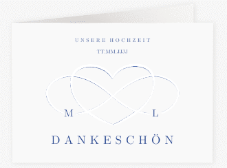Klick: Details zu Danksagungskarte Hochzeit "Infinity" anzeigen Danksagungskarte Hochzeit Infinity A6 Klappkarte quer blau