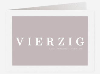 Einladung 40. Geburtstag Schlicht A6 Klappkarte quer grau