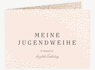 Klick: Details zu Einladung Jugendweihe "Glossa" anzeigen Einladung Jugendweihe Glossa A6 Klappkarte quer rosa