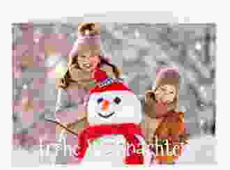 Weihnachtskarte Sternenregen A6 Klappkarte quer gold mit großem Foto und Goldsternen