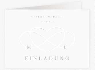 Klick: Details zu Hochzeitseinladung "Infinity" anzeigen Hochzeitseinladung Infinity A6 Klappkarte quer grau
