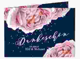 Danksagungskarte Hochzeit Cherie A6 Klappkarte quer rosa
