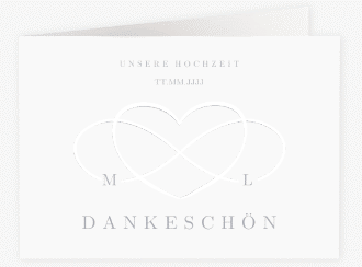 Klick: Details zu Danksagungskarte Hochzeit "Infinity" anzeigen Danksagungskarte Hochzeit Infinity A6 Klappkarte quer grau