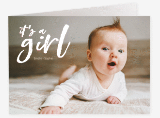 Geburtskarte Girl A6 Klappkarte quer rosa